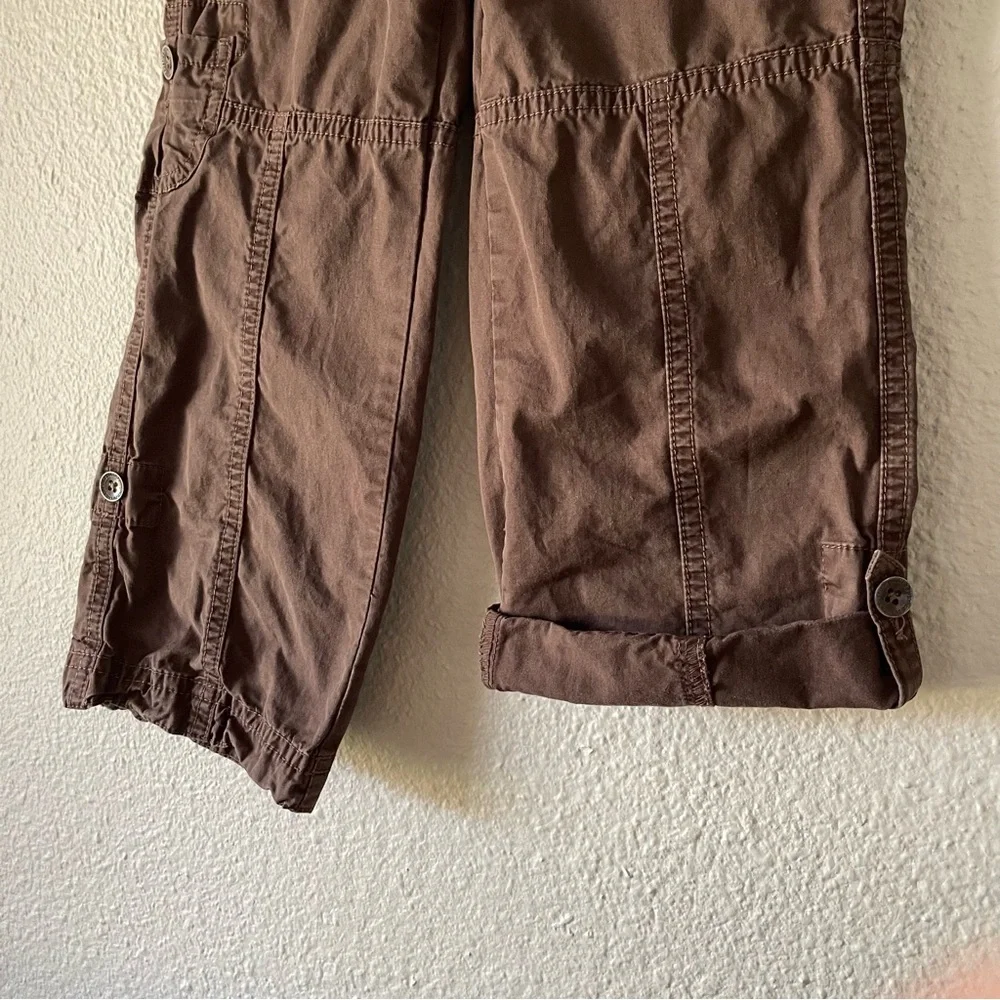 Justice Cargo Pants Girls 6 Slim Brown Roll Up Straight Leg Cropped Play Y2K